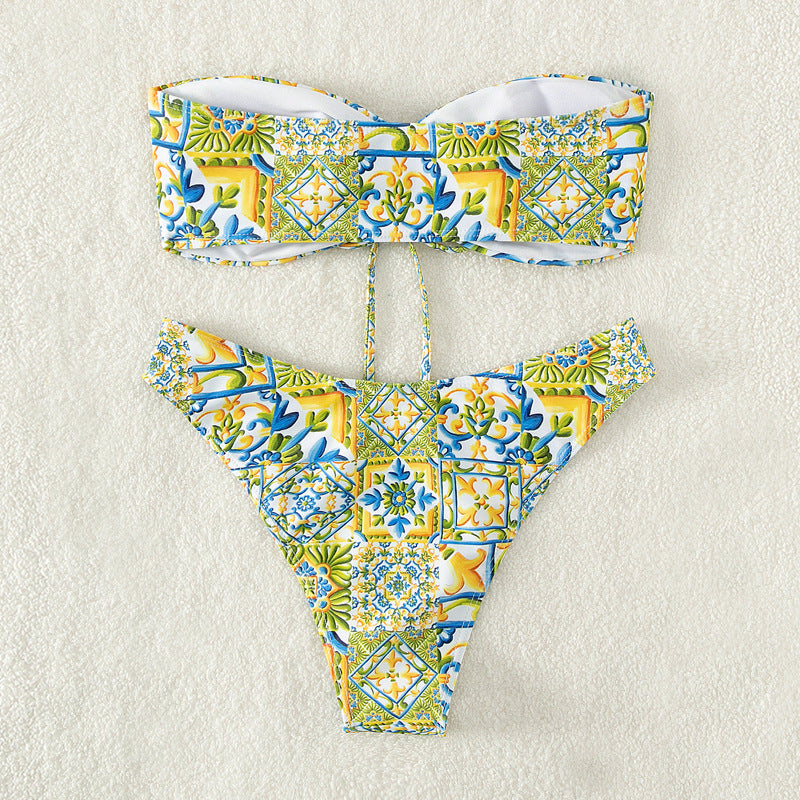 Women's bandeau bikini with sophisticated binding detail and floral print Mune Fashion
