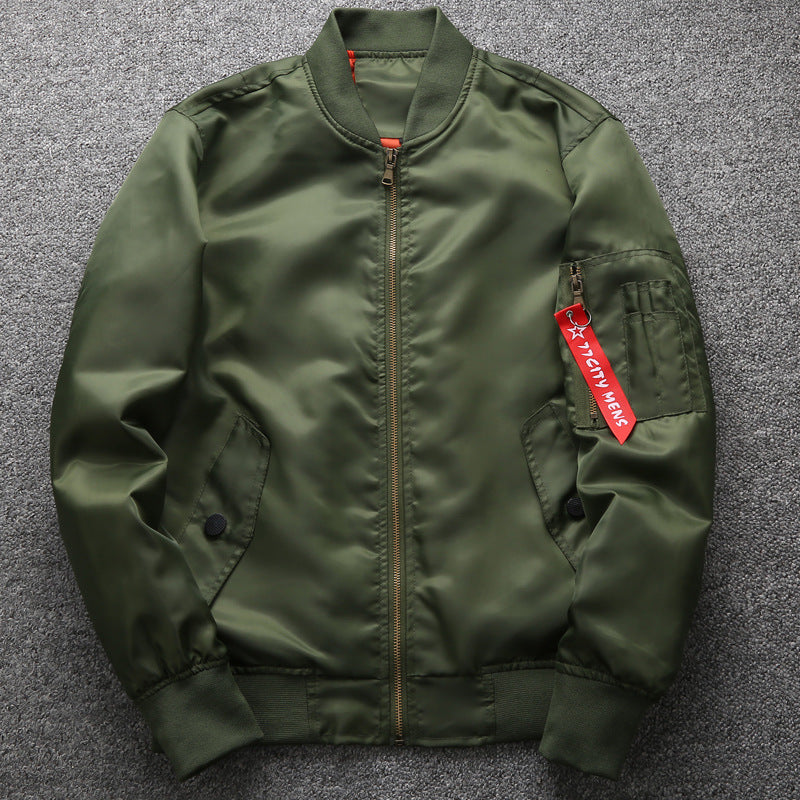 Men's Urban Nylon Bomber in Flight Look with Zipper Arm Pocket and Elastic Cuffs Mune Fashion