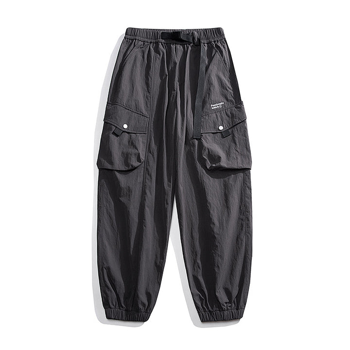 Unisex Loose Nylon Cargo Pants with Elastic Waistband and Ankle Cuffs Mune Fashion
