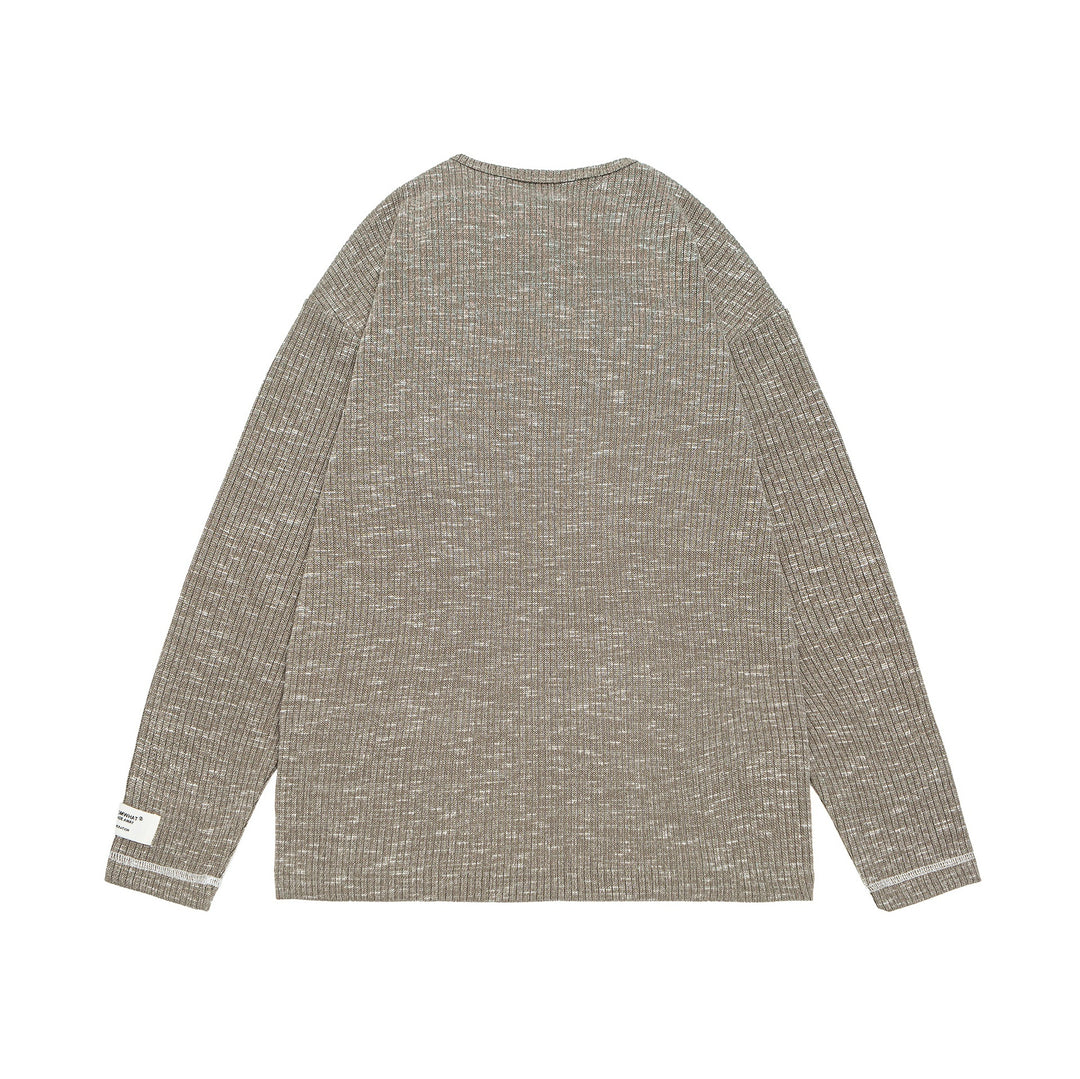 Unisex Ribbed Henley Sweater with Button Placket and Oversized Silhouette Mune Fashion