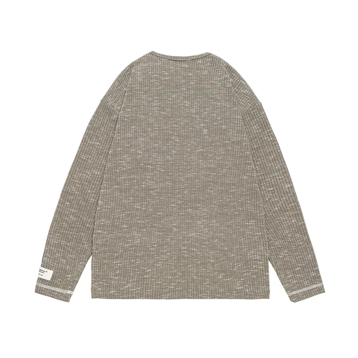Unisex Ribbed Henley Sweater with Button Placket and Oversized Silhouette Mune Fashion
