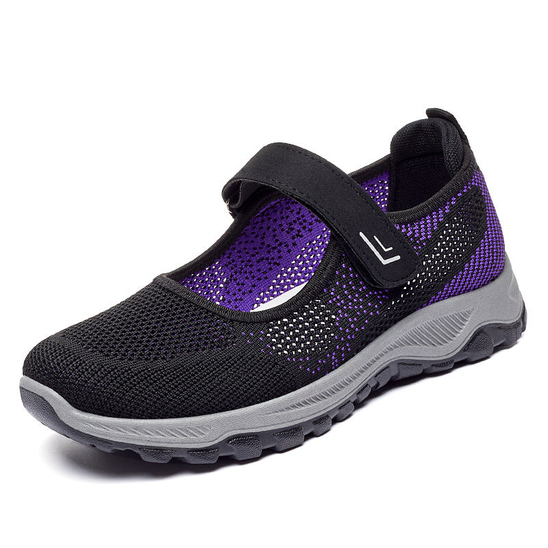 Women's knitted Mary Jane sneakers with Velcro fastener, breathable upper material and cushioning profile sole Mune Fashion