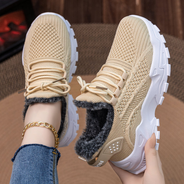 Women's knitted winter chunky sneakers with cozy faux fur lining and profiled cushioning sole Mune Fashion