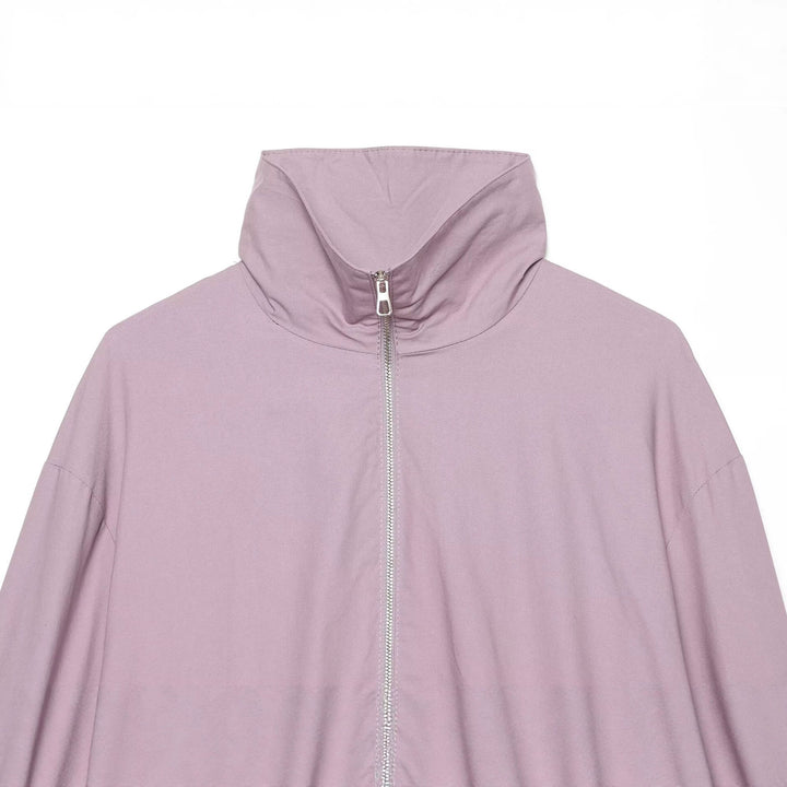 Women Light Cropped Blouson with High Stand Collar and Elastic Hem