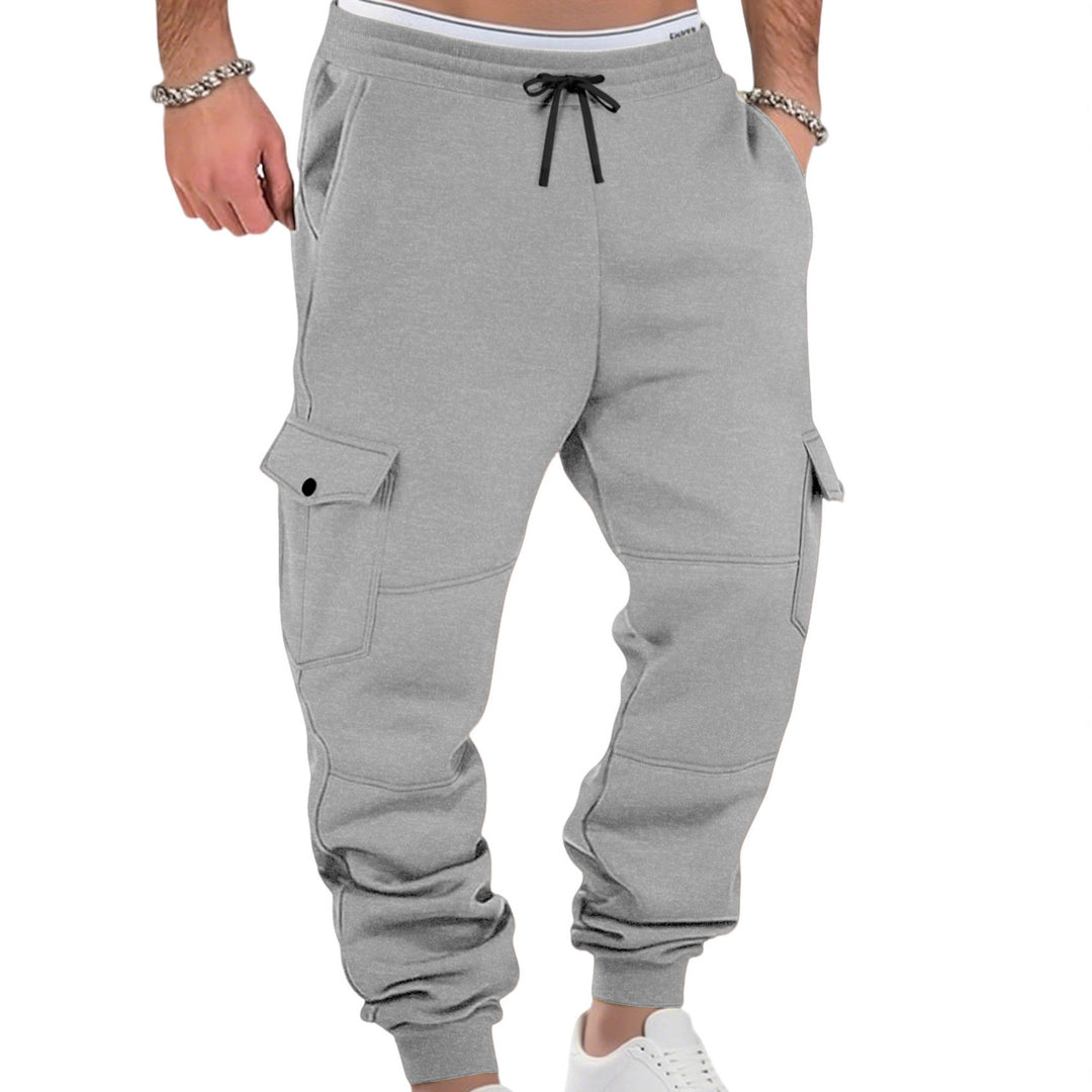 Men's casual jogging pants with cargo pockets, drawstring, and ribbed ankle hem Mune Fashion