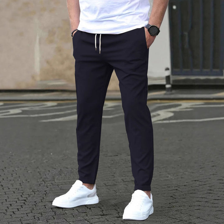 Men's Slim-Fit Jogging Pants with Drawstring, Side Pockets, and Narrow Ankle Hem Mune Fashion