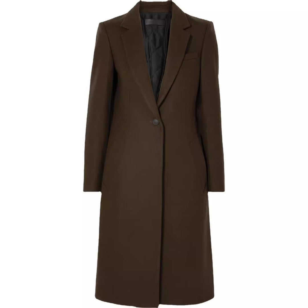 Women's long coat in sleek tailoring with narrow silhouette Mune Fashion
