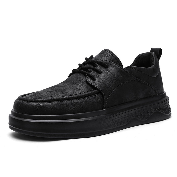 Men's Leather-like Casual Sneakers with Shock-absorbing Rubber Sole Mune Fashion