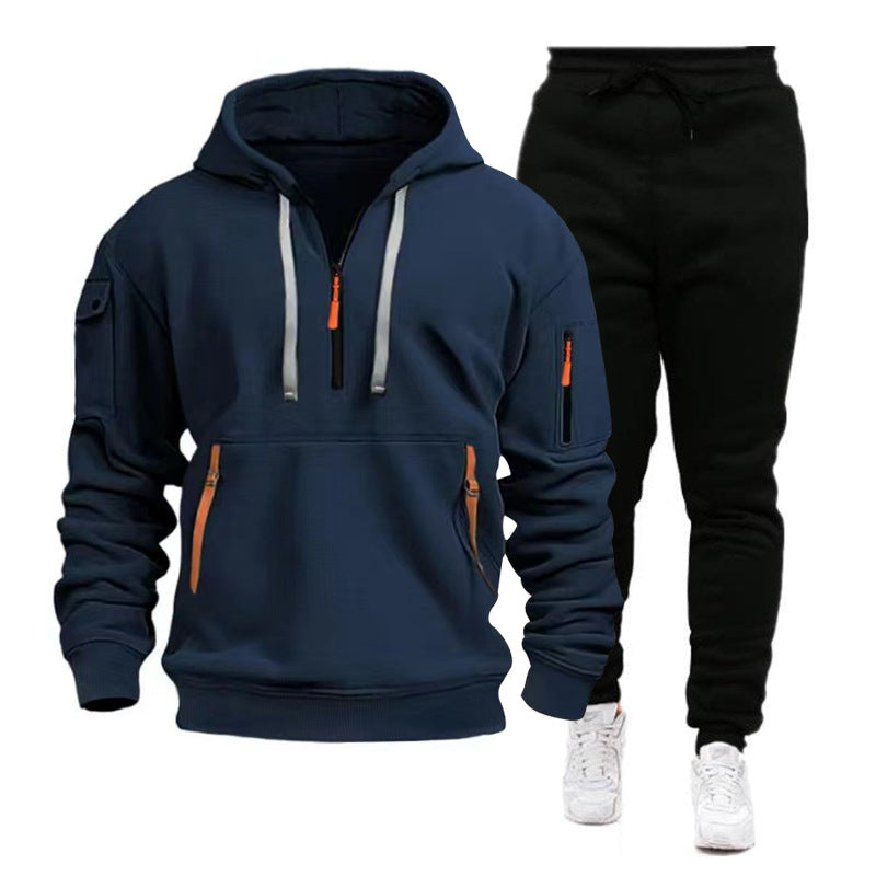 Men's nan Performance Hoodie and Tracksuit with Neon Zippers, Utility Pockets, and Elastic Drawstring Mune Fashion