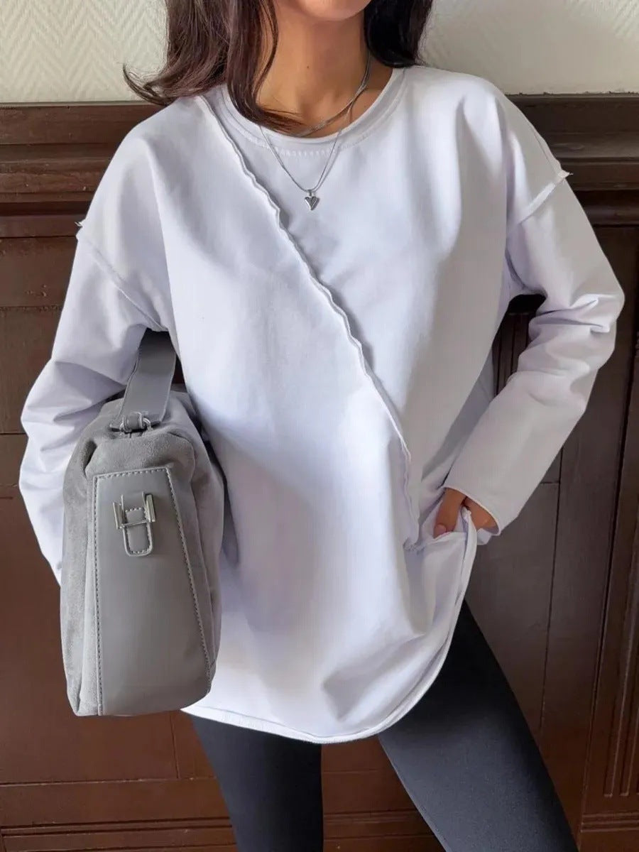 Women Oversized Longsleeve with diagonal seam and drop shoulders Mune Fashion