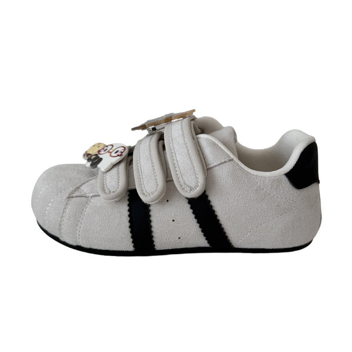 Women's suede sneakers with practical Velcro closures and playful charms Mune Fashion
