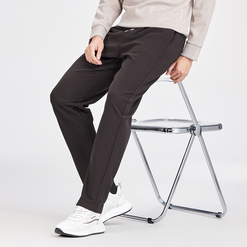 Men's Casual Jogging Pants with Straight Cut, Elastic Waistband, and Turned-Up Hem Mune Fashion