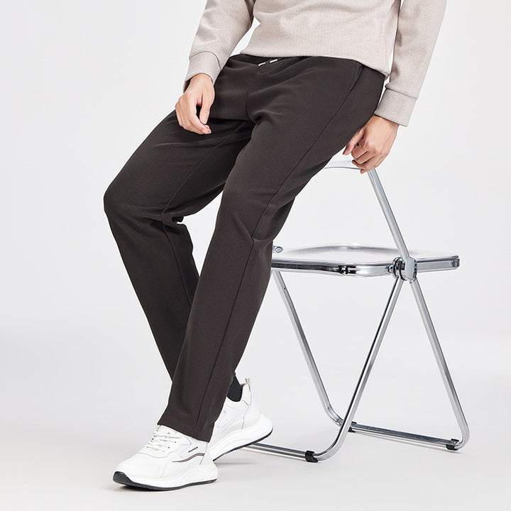 Men's Casual Jogging Pants with Straight Cut, Elastic Waistband, and Turned-Up Hem Mune Fashion