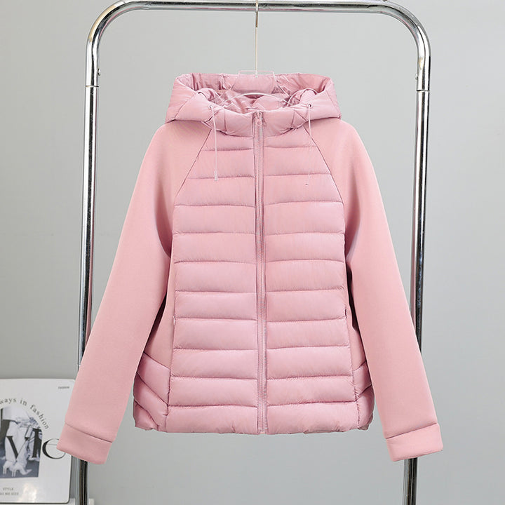 Women's lightweight hybrid quilted jacket with matte front, elastic sleeve panels, and warming thermo filling Mune Fashion