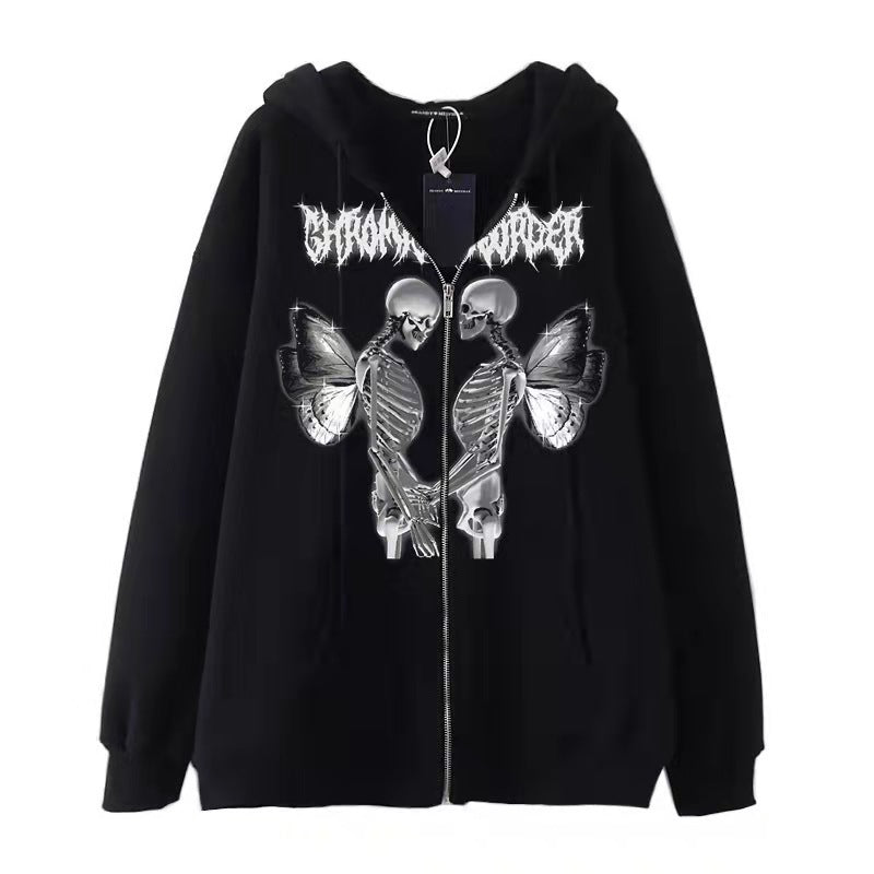 Women's hoodie jacket with full zipper and ribbed heart print Mune Fashion