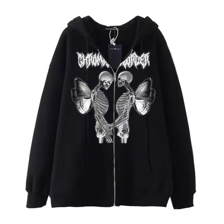 Women's hoodie jacket with full zipper and ribbed heart print Mune Fashion