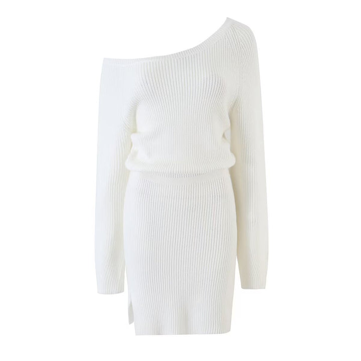 Women's Bodycon Ribbed Mini Dress with One-Shoulder Design and Waistband