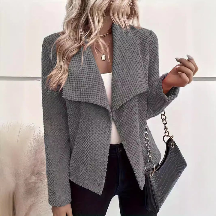 Women Waterfall Cardigan made of Waffle Fleece with Open Front Mune Fashion