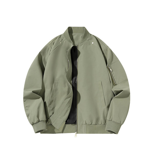Men's  minimalist matte-shell relaxed-fit flight bomber jacket with sleeve utility zip pocket Mune Fashion