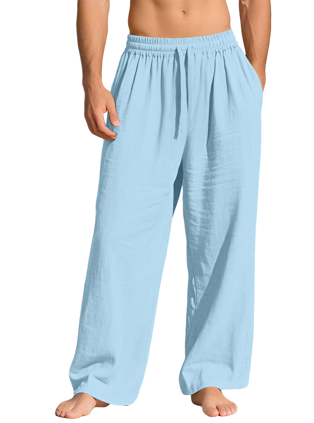 Men's lightweight linen lounge pants with elastic waistband and side pockets Mune Fashion