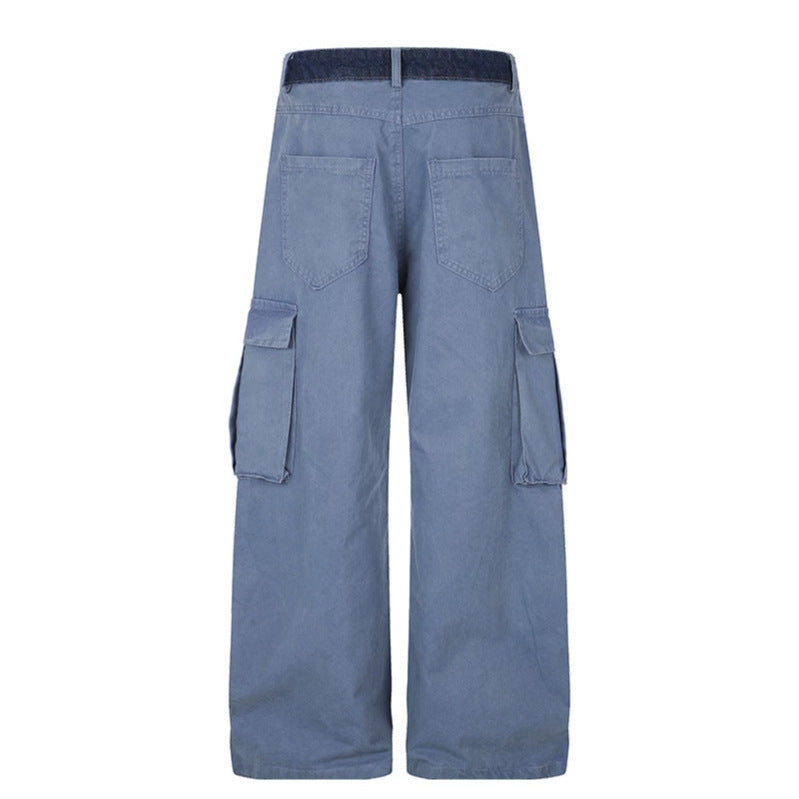Women's Wide Cargo Palazzo Pants with Large Flap Pockets and High Waist Mune Fashion