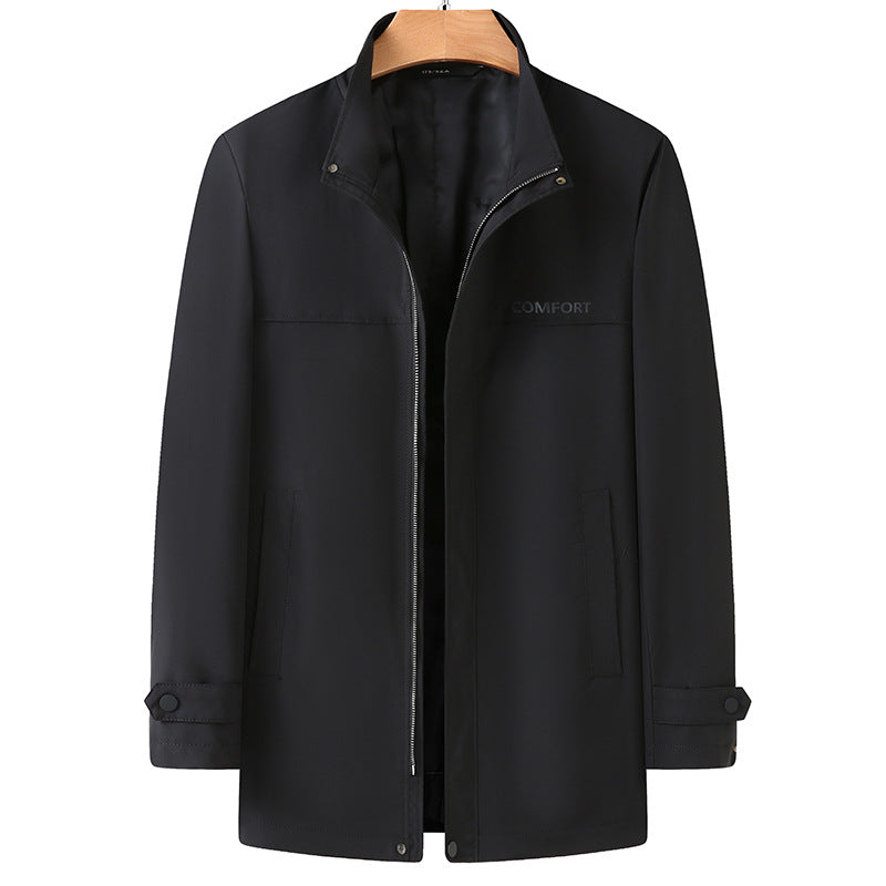 Men's Lightweight Water-Repellent Short Coat with Stand-Up Collar and Concealed Zipper Mune Fashion