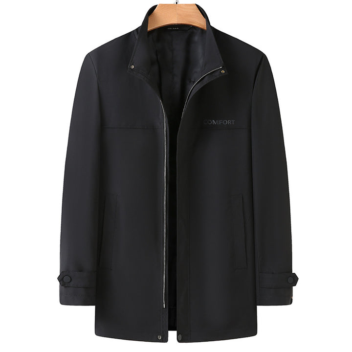 Men's Lightweight Water-Repellent Short Coat with Stand-Up Collar and Concealed Zipper Mune Fashion