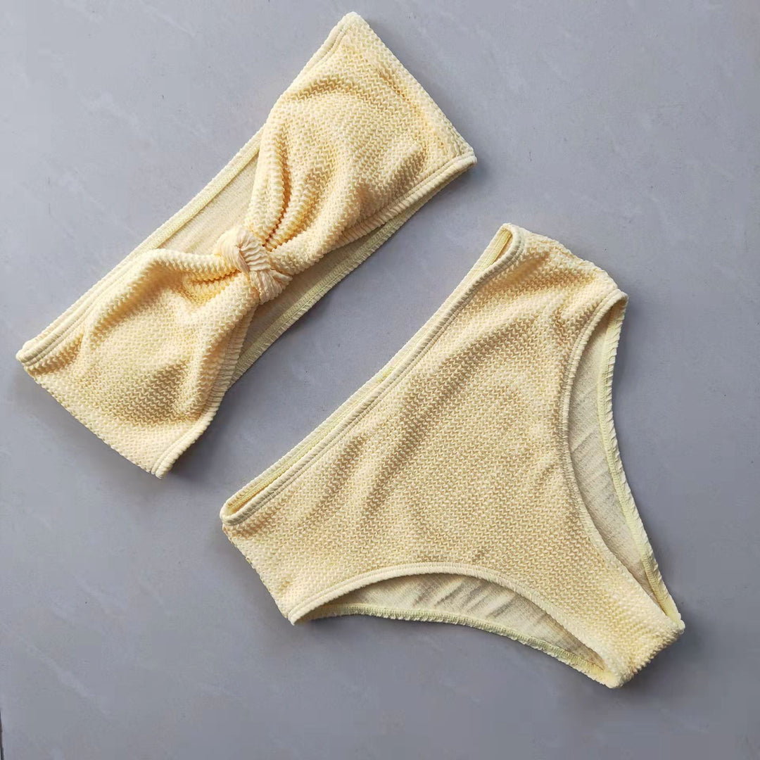 Women's bandeau bikini set with knot-free top and comfortable bottoms Mune Fashion