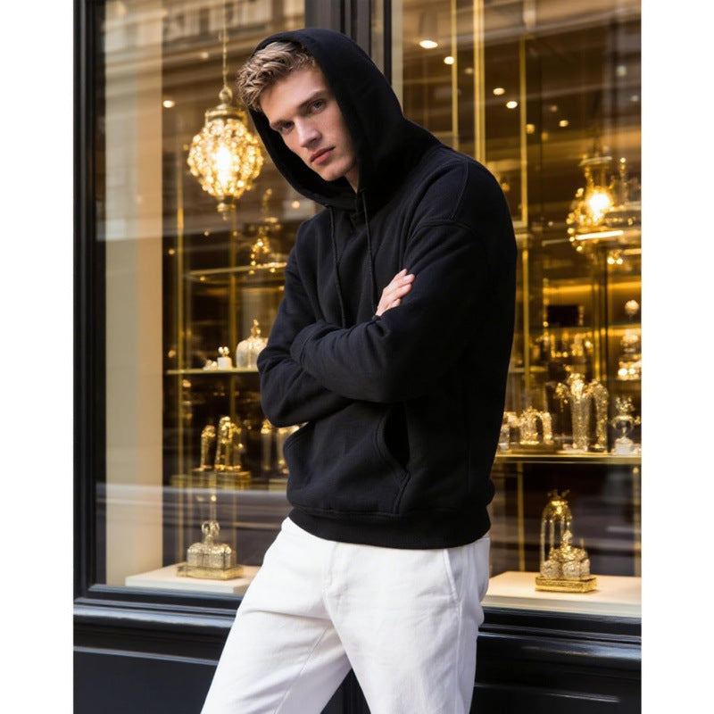 Men's casual hoodie with kangaroo pocket, drawstring, and ribbed cuffs Mune Fashion