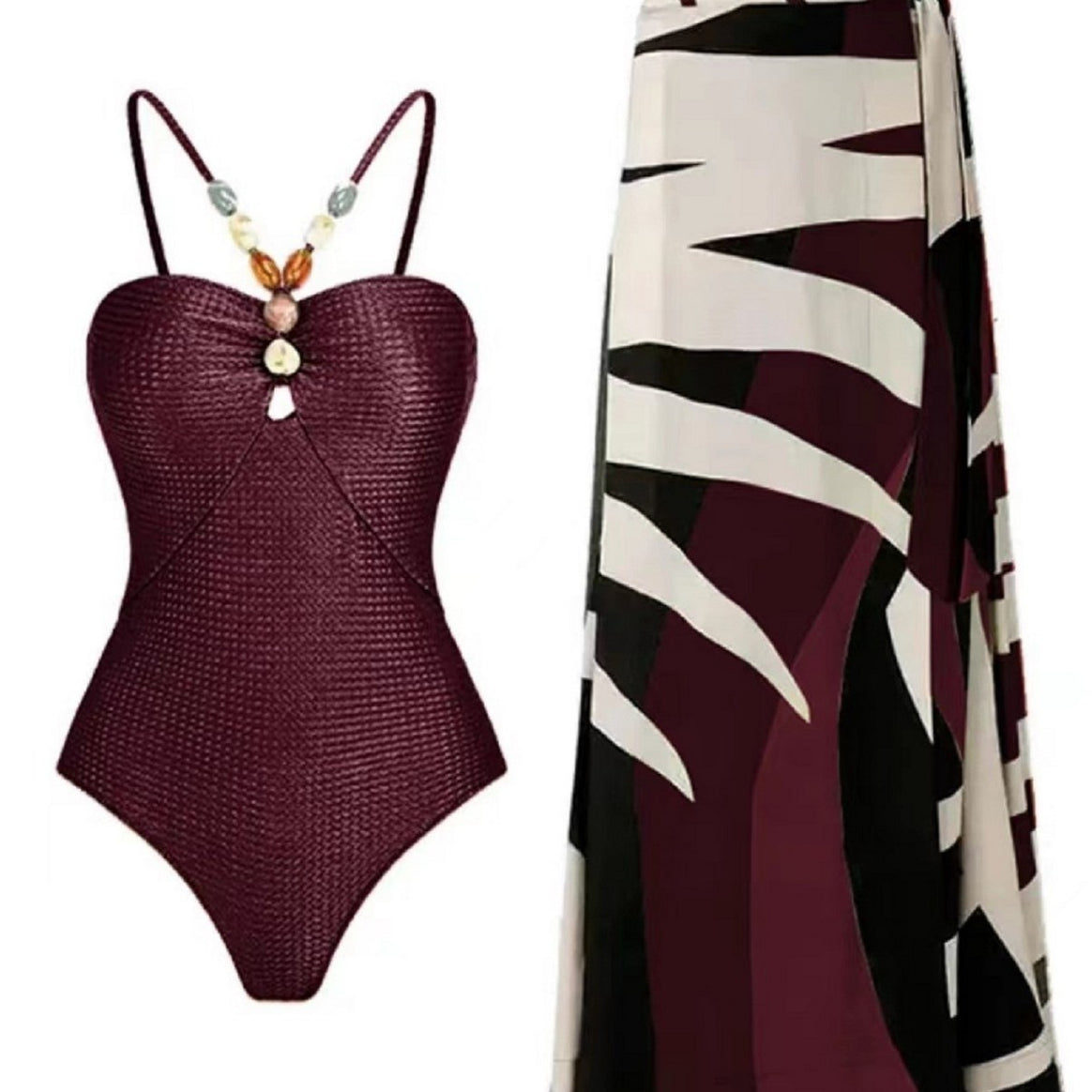 Women's swimsuit with trendy cut-out and elegant wrap skirt Mune Fashion