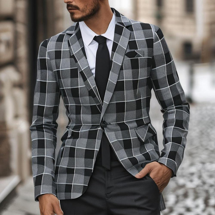 Men's tailored jacket with window check pattern, single-button closure and patch pockets Mune Fashion