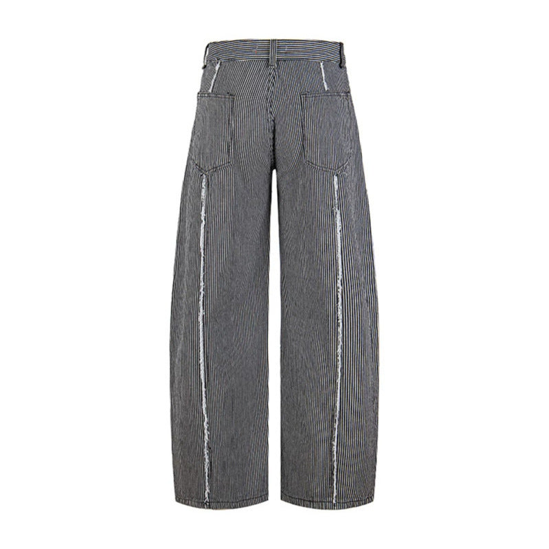 Women Wide Culotte Pants with High Waist, Pinstripe and Used Side Seam Mune Fashion