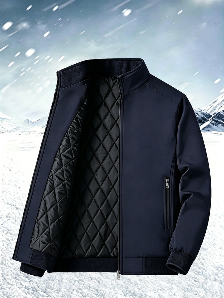 Men's lightweight windproof stand collar bomber jacket with concealed two-way zipper and ribbed cuffs Mune Fashion