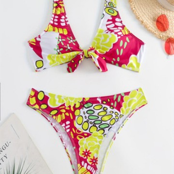 Women's Crop Bikini with Floral Knot Design Mune Fashion