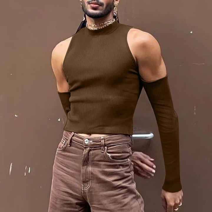 Unisex nan short ribbed top with removable arm cuffs and shoulder-free inserts Mune Fashion