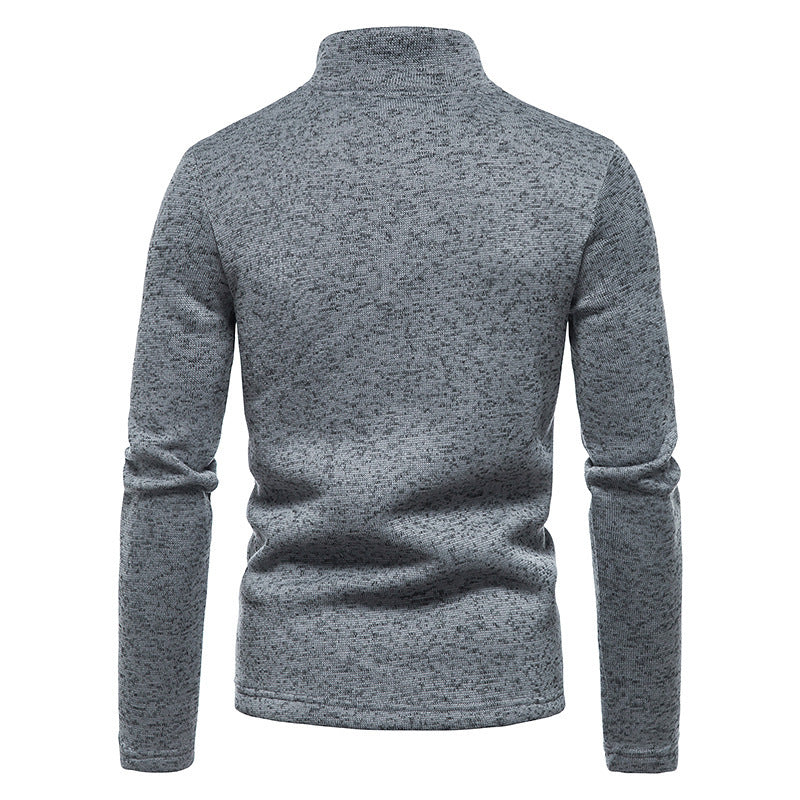 Men's fine knit half-zip sweater with stand-up collar and mottled structure Mune Fashion