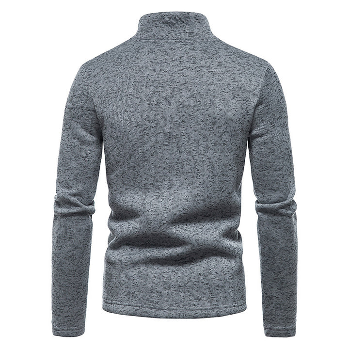 Men's fine knit half-zip sweater with stand-up collar and mottled structure Mune Fashion
