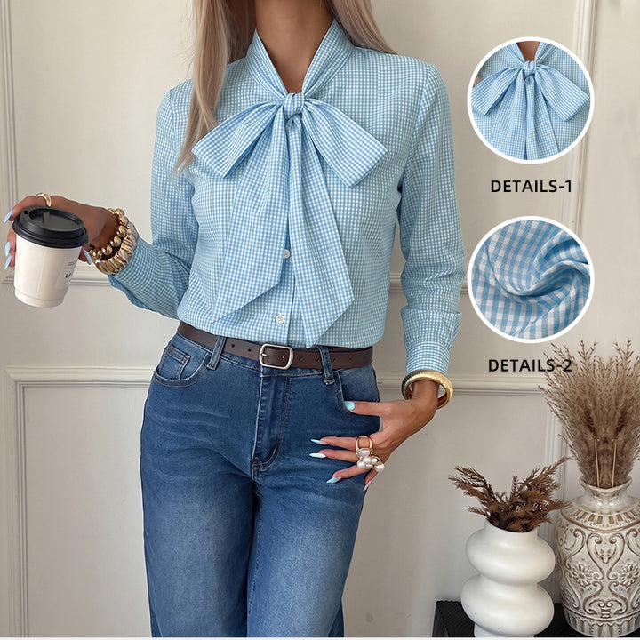 Women's Elegant Blouse with Bow Collar Mune Fashion