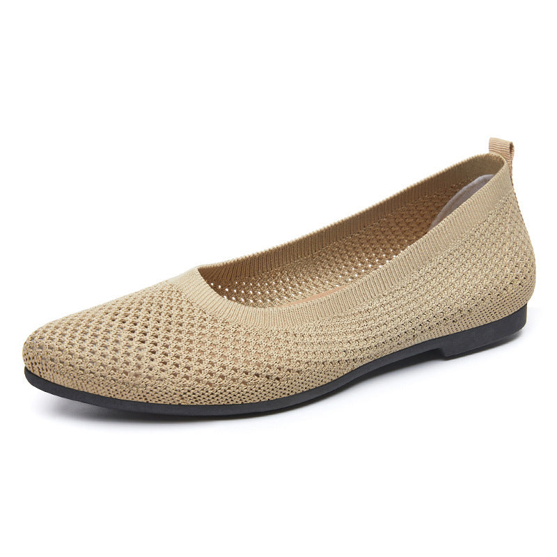 Ladies' breathable knitted ballerina slippers with flexible non-slip EVA sole Mune Fashion