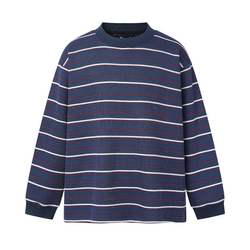 Unisex locker-fit structured knit sweater with round neck and maritime stripes Mune Fashion