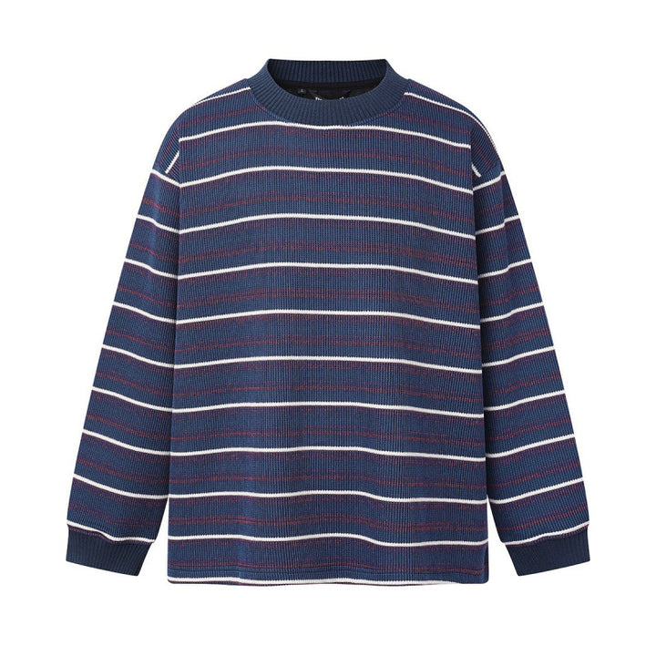 Unisex locker-fit structured knit sweater with round neck and maritime stripes Mune Fashion