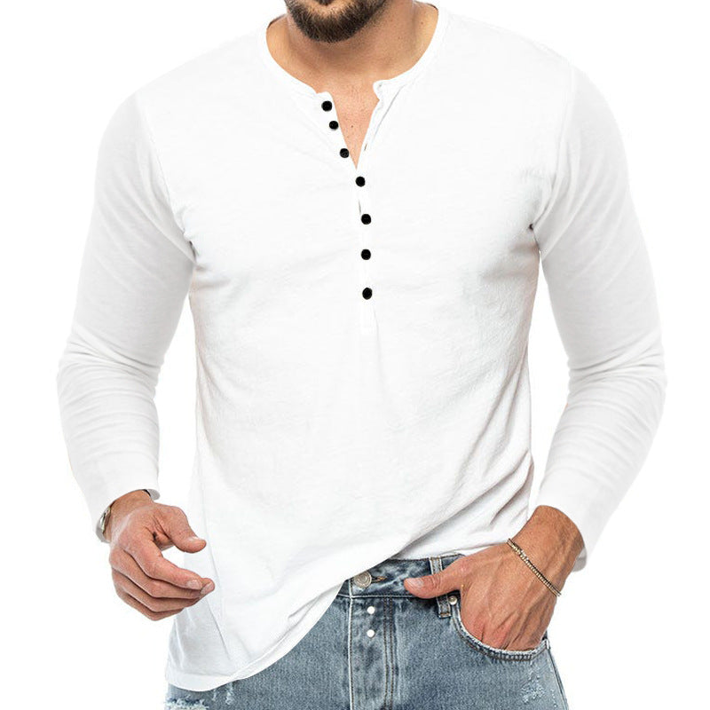 Men's slim fit Henley shirt with stand-up collar and short button placket Mune Fashion