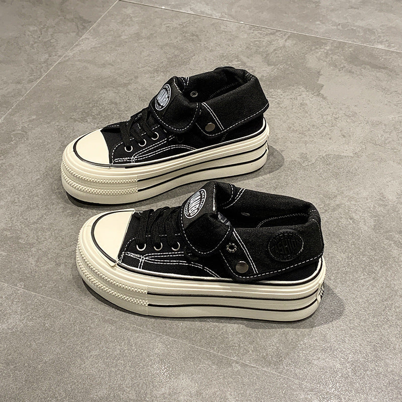 Ladies High-Top Sneakers with fashionable platform and adjustable ankle strap Mune Fashion