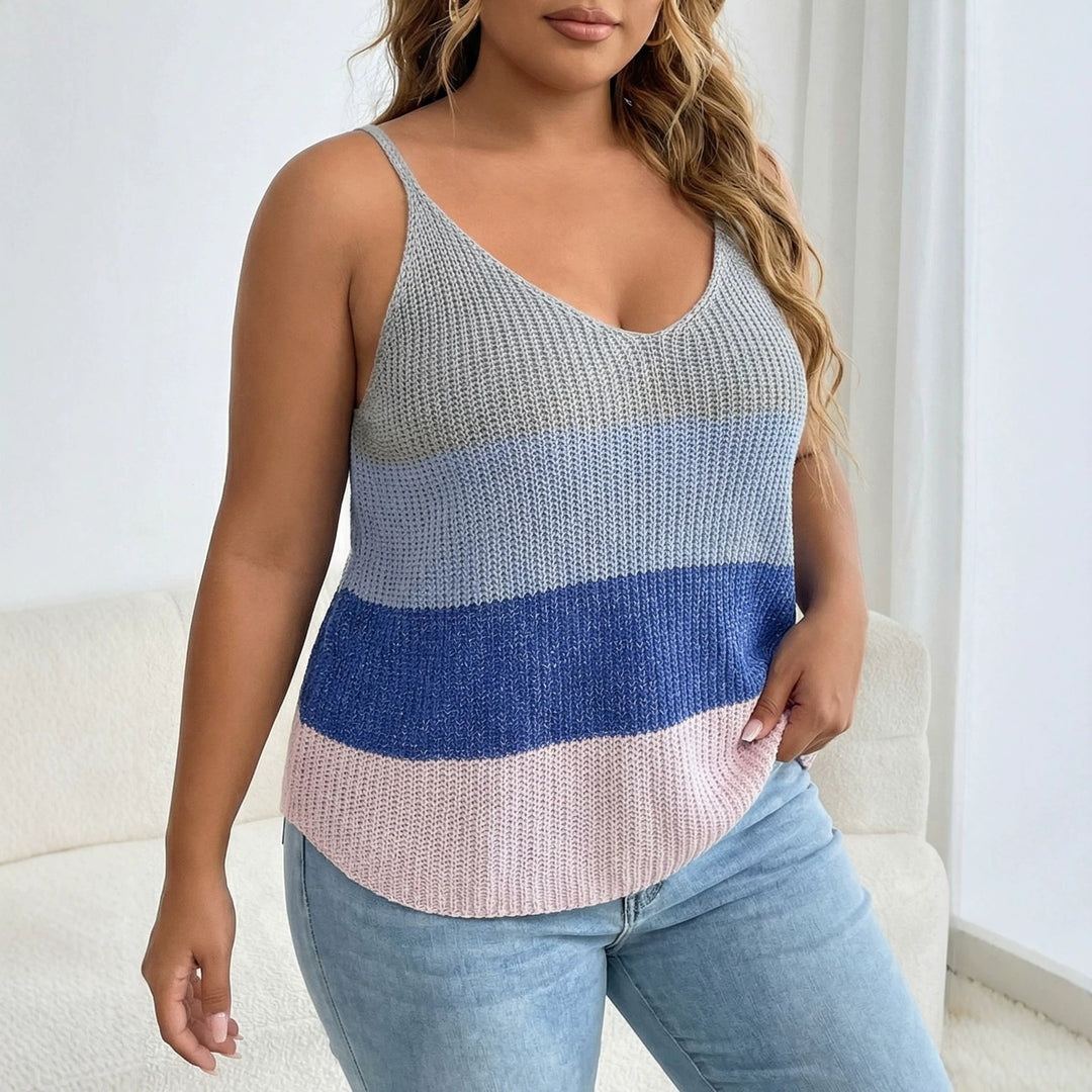 Women's lightweight knit top with V-neck and colorful pattern Mune Fashion