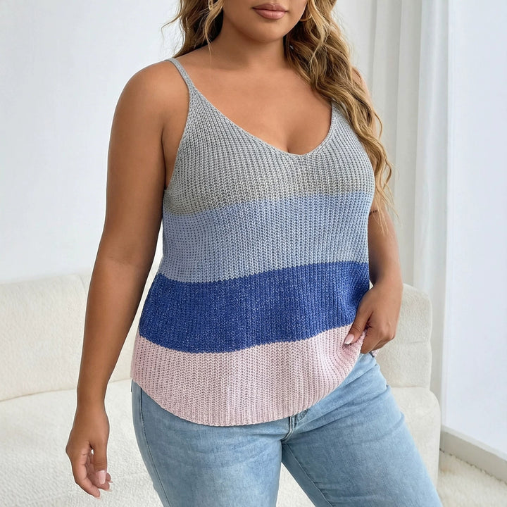 Women's lightweight knit top with V-neck and colorful pattern Mune Fashion