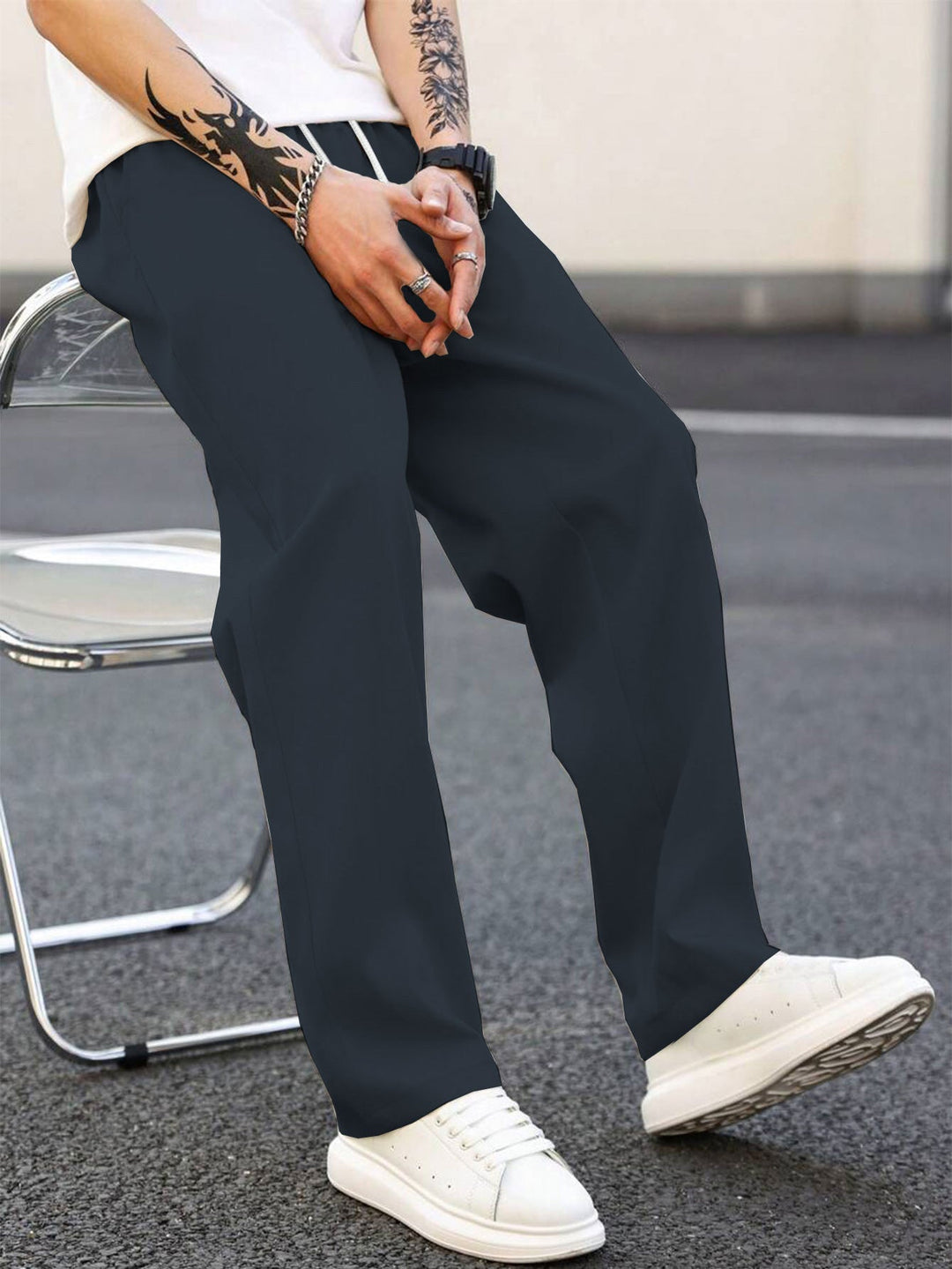 Men's fashionable leisure pants with loose fit and elastic waistband Mune Fashion