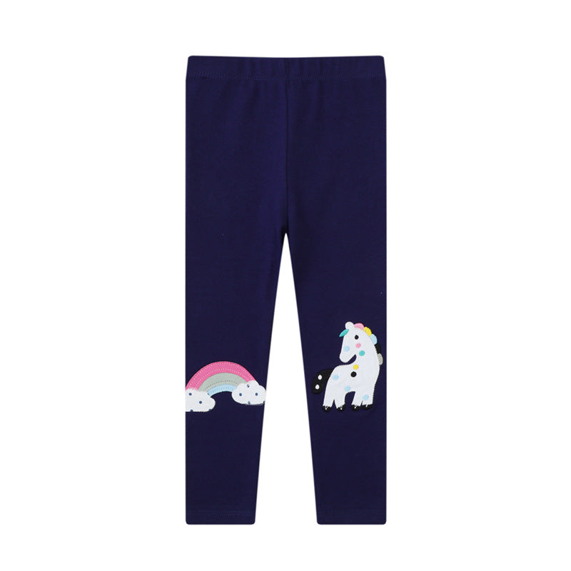 Girls leggings with enchanting unicorn and rainbow appliqués Mune Fashion
