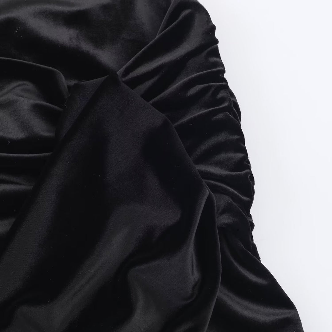 Women's mini dress with roll collar, long sleeve and side drape bow Mune Fashion