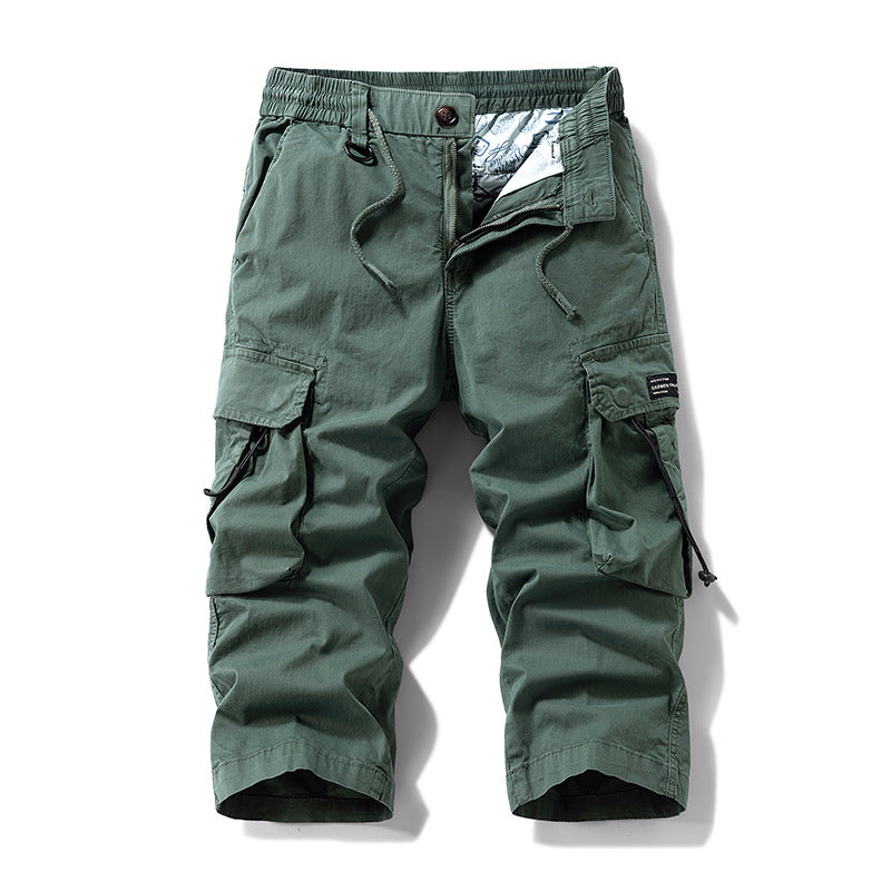 Herren knielange Cargo-Hose mit elastischem Komfortbund, Tunnelzug und Multifachtaschen Mune Fashion