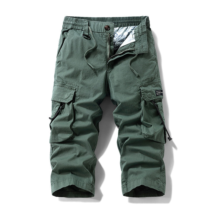 Herren knielange Cargo-Hose mit elastischem Komfortbund, Tunnelzug und Multifachtaschen Mune Fashion